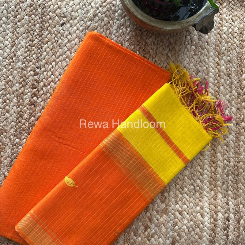 Maheshwari Orange-Yellow Motifs Top-Dupatta Set-PST053