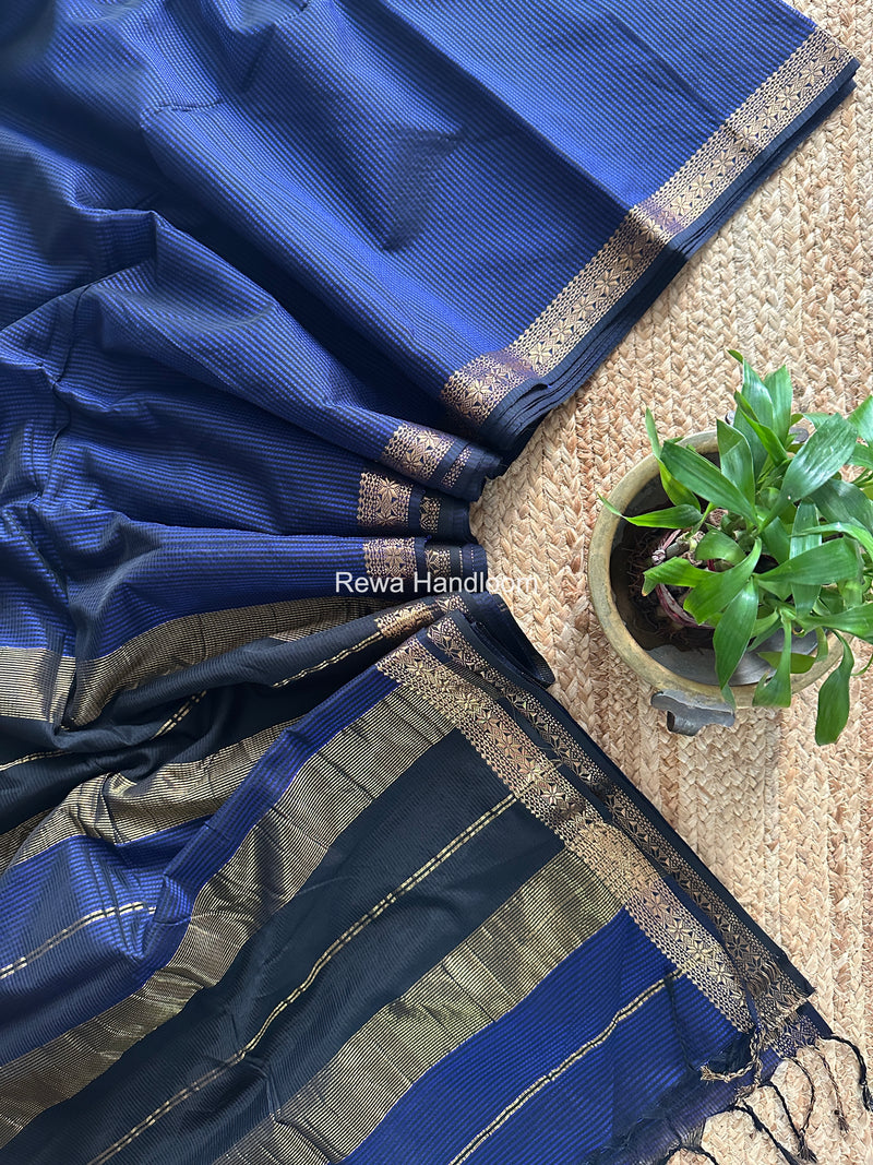 Maheshwari Blue Garbha Reshami Silk Saree GS339
