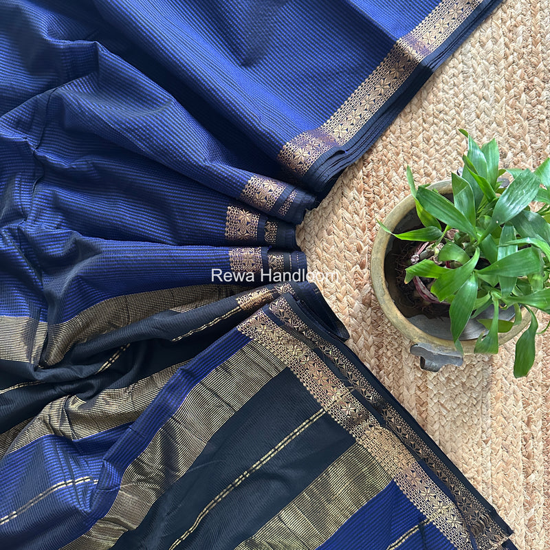 Maheshwari Blue Garbha Reshami Silk Saree GS339