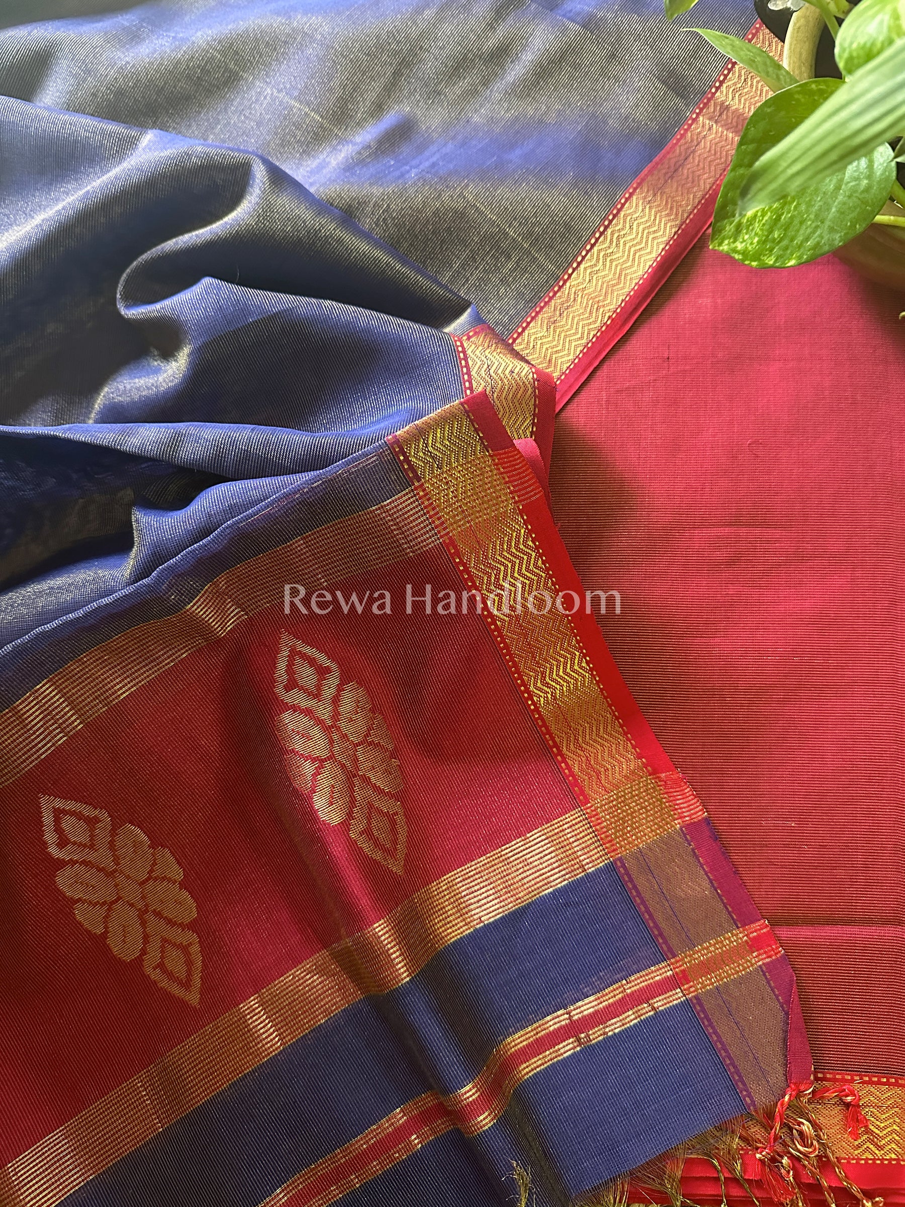 Maheshwari Rani Pink-Blue Tissue Buta Dress Material-TPT20