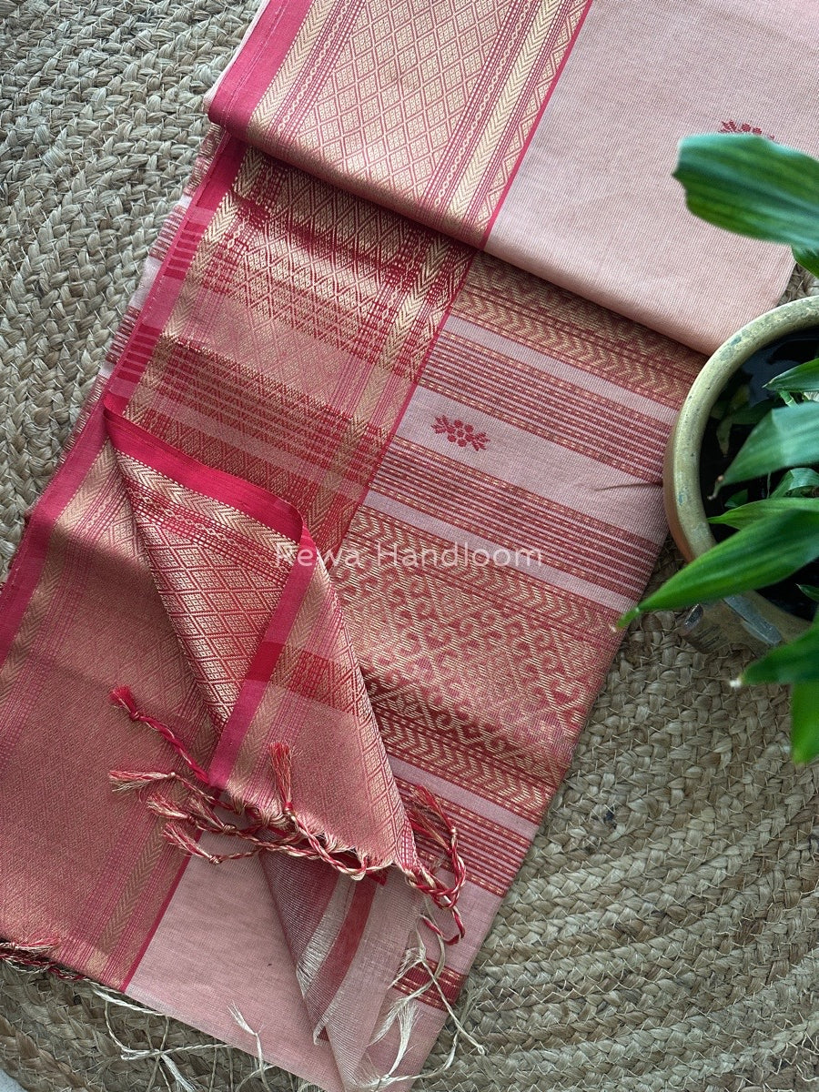 Maheshwari Light Peach Tissue Rich Pallu Saree THP025