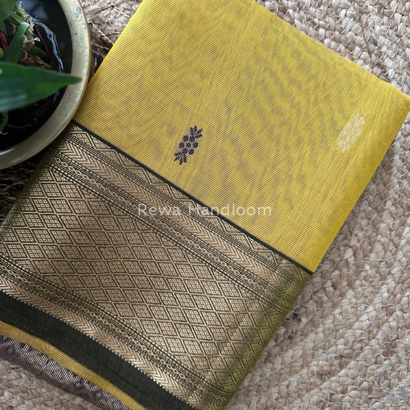 Maheshwari Golden Yellow Tissue Rich Pallu Saree THP031