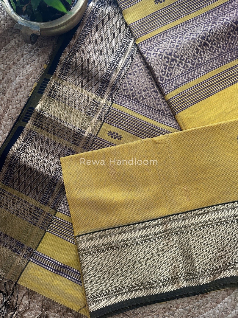 Maheshwari Golden Yellow Tissue Rich Pallu Saree THP031