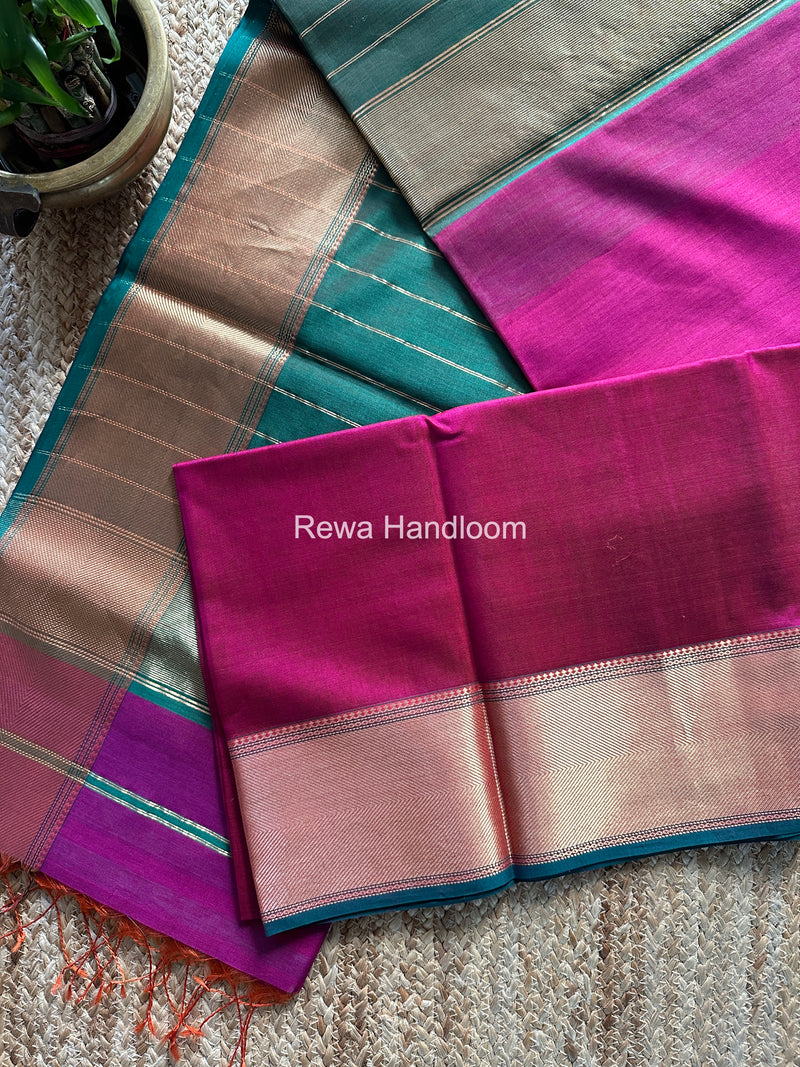 Exclusive Maheshwari Magenta Zari Border Saree EZ042