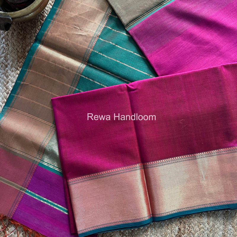 Exclusive Maheshwari Magenta Zari Border Saree EZ042