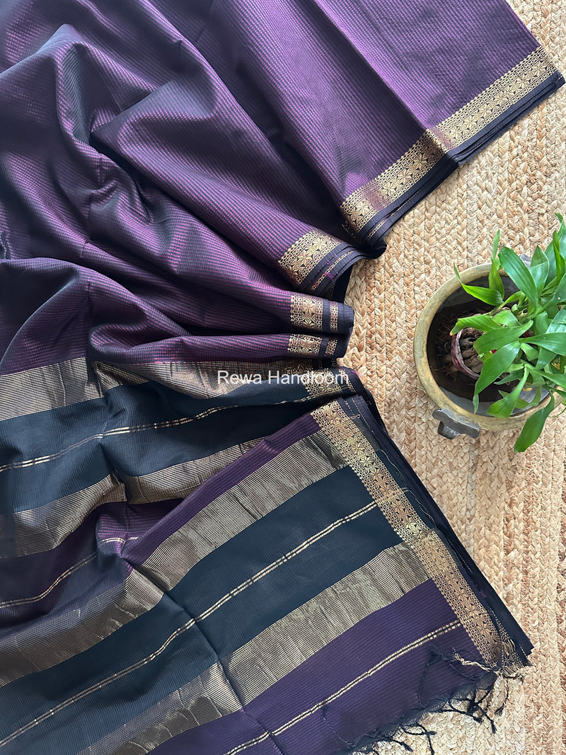 Maheshwari wine Garbha Reshami Silk Saree GS245