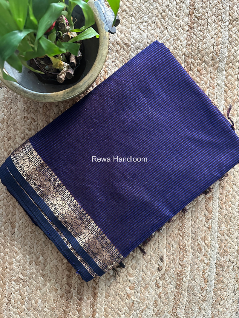 Maheshwari Dark Purple Garbha Reshami Silk Saree GS332