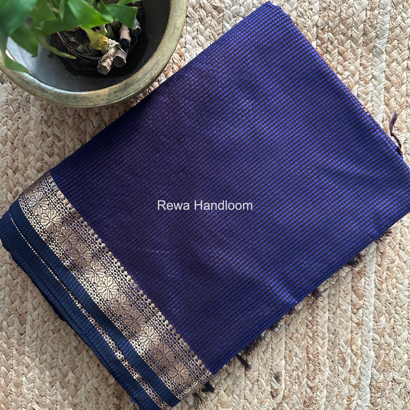 Maheshwari Dark Purple Garbha Reshami Silk Saree GS332