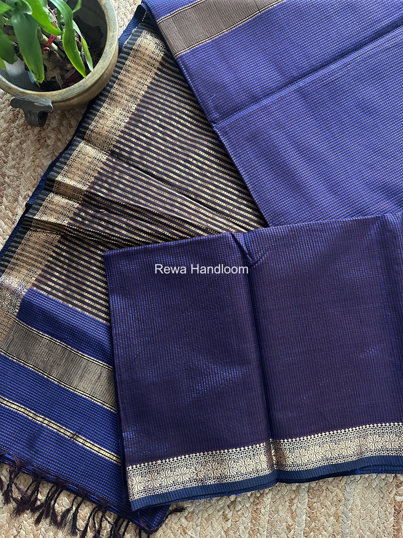 Maheshwari Dark Purple Garbha Reshami Silk Saree GS332