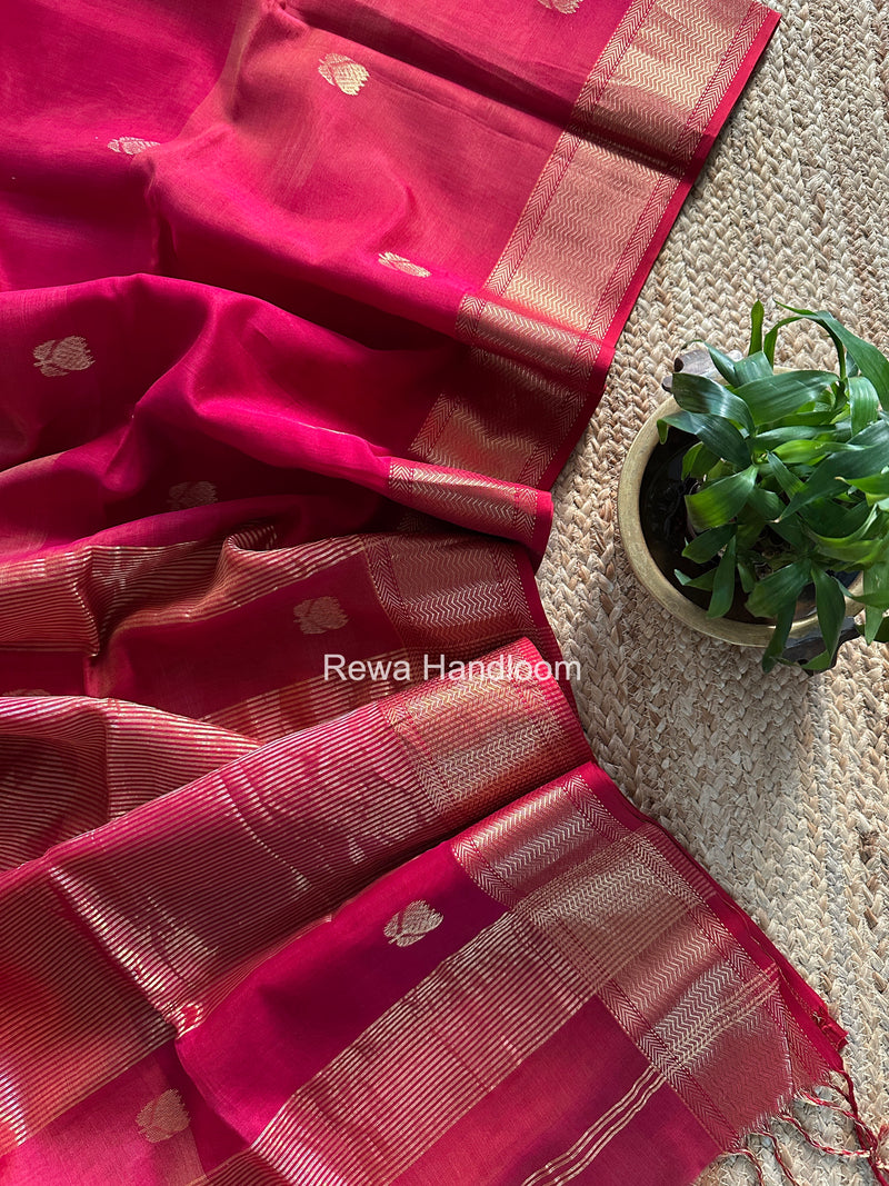 Maheshwari Rani Pink Lotus Shaded Butta Saree LLBS034