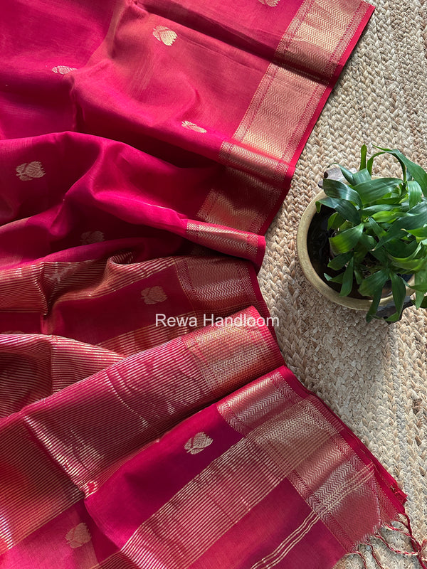 Maheshwari Rani Pink Lotus Shaded Butta Saree LLBS034