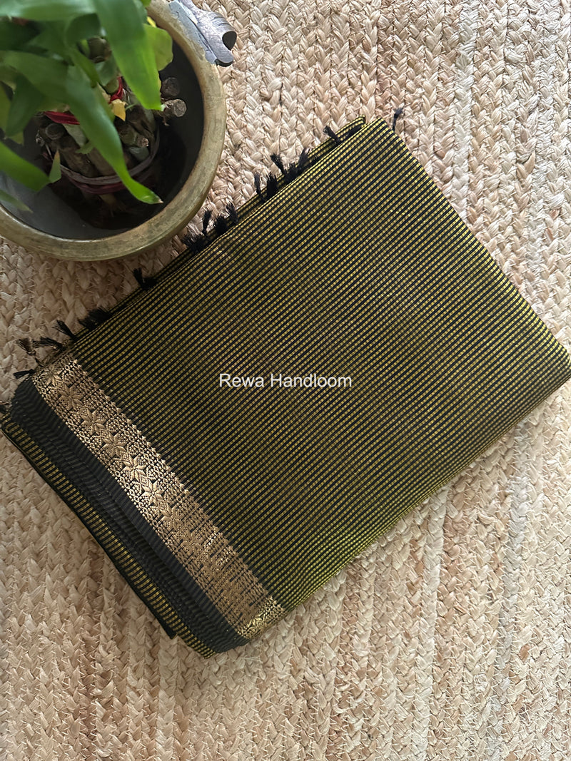 Maheshwari Yellow Garbha Reshami Silk Saree GS279 by Rewa Handloom