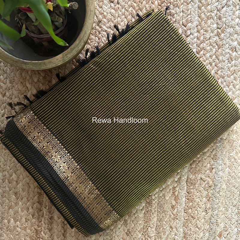 Maheshwari Yellow Garbha Reshami Silk Saree GS279 by Rewa Handloom