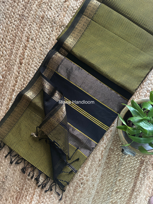 Maheshwari Yellow Garbha Reshami Silk Saree GS279 by Rewa Handloom