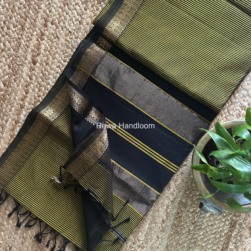 Maheshwari Yellow Garbha Reshami Silk Saree GS279 by Rewa Handloom