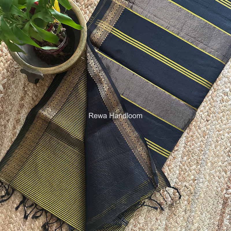 Maheshwari Yellow Garbha Reshami Silk Saree GS279 by Rewa Handloom