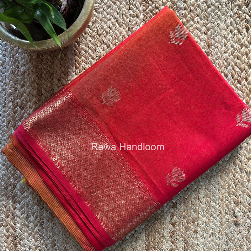 Maheshwari Red Lotus Shaded Butta Saree LLBS036