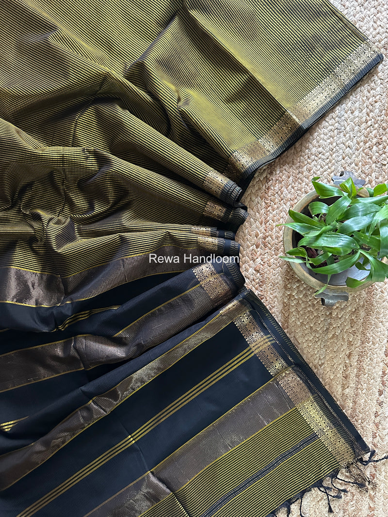 Maheshwari Yellow Garbha Reshami Silk Saree GS279 by Rewa Handloom