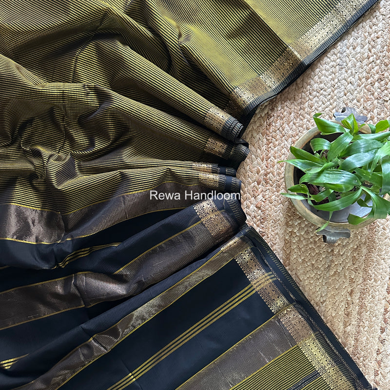 Maheshwari Yellow Garbha Reshami Silk Saree GS279 by Rewa Handloom