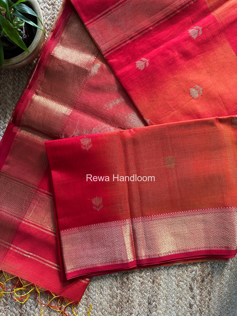 Maheshwari Red Lotus Shaded Butta Saree LLBS036