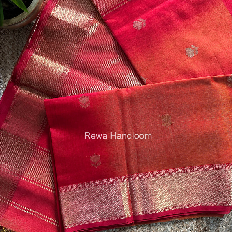 Maheshwari Red Lotus Shaded Butta Saree LLBS036