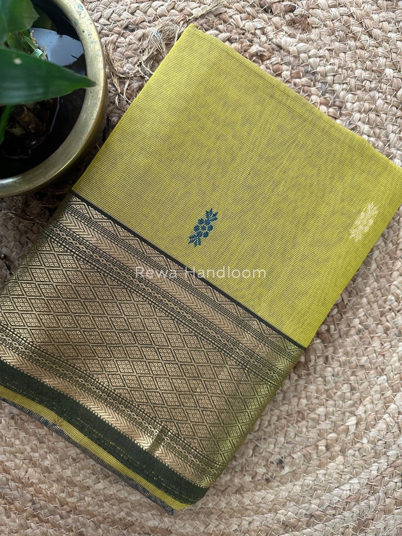 Maheshwari Mehendi Green Tissue Rich Pallu Saree THP017