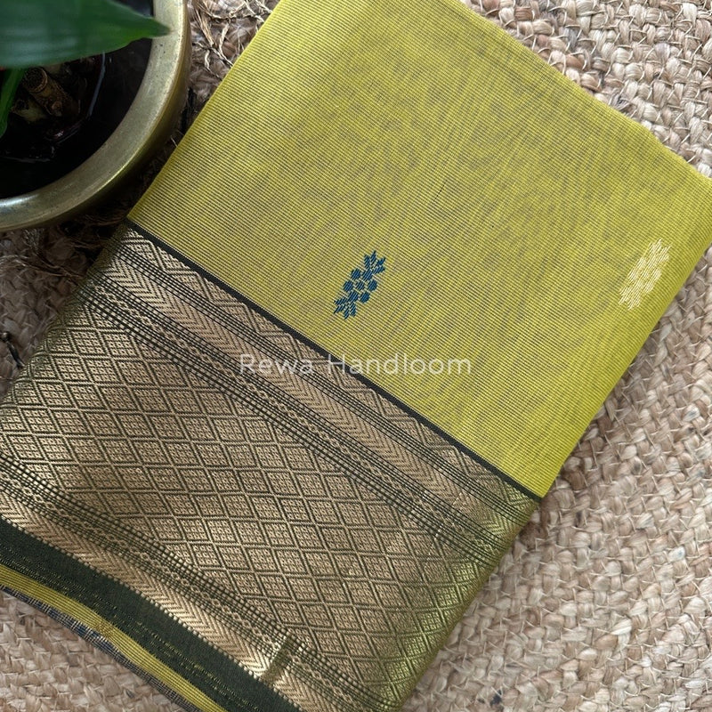 Maheshwari Mehendi Green Tissue Rich Pallu Saree THP017