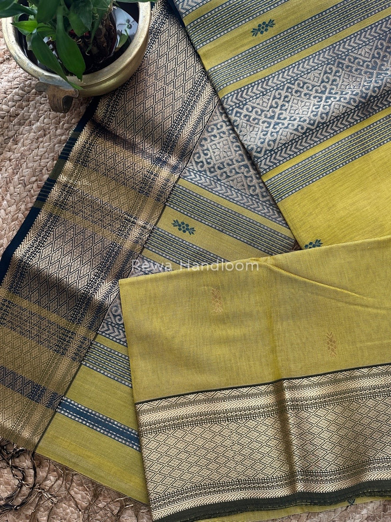 Maheshwari Mehendi Green Tissue Rich Pallu Saree THP017