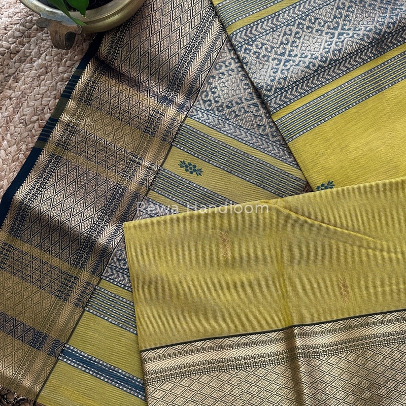 Maheshwari Mehendi Green Tissue Rich Pallu Saree THP017