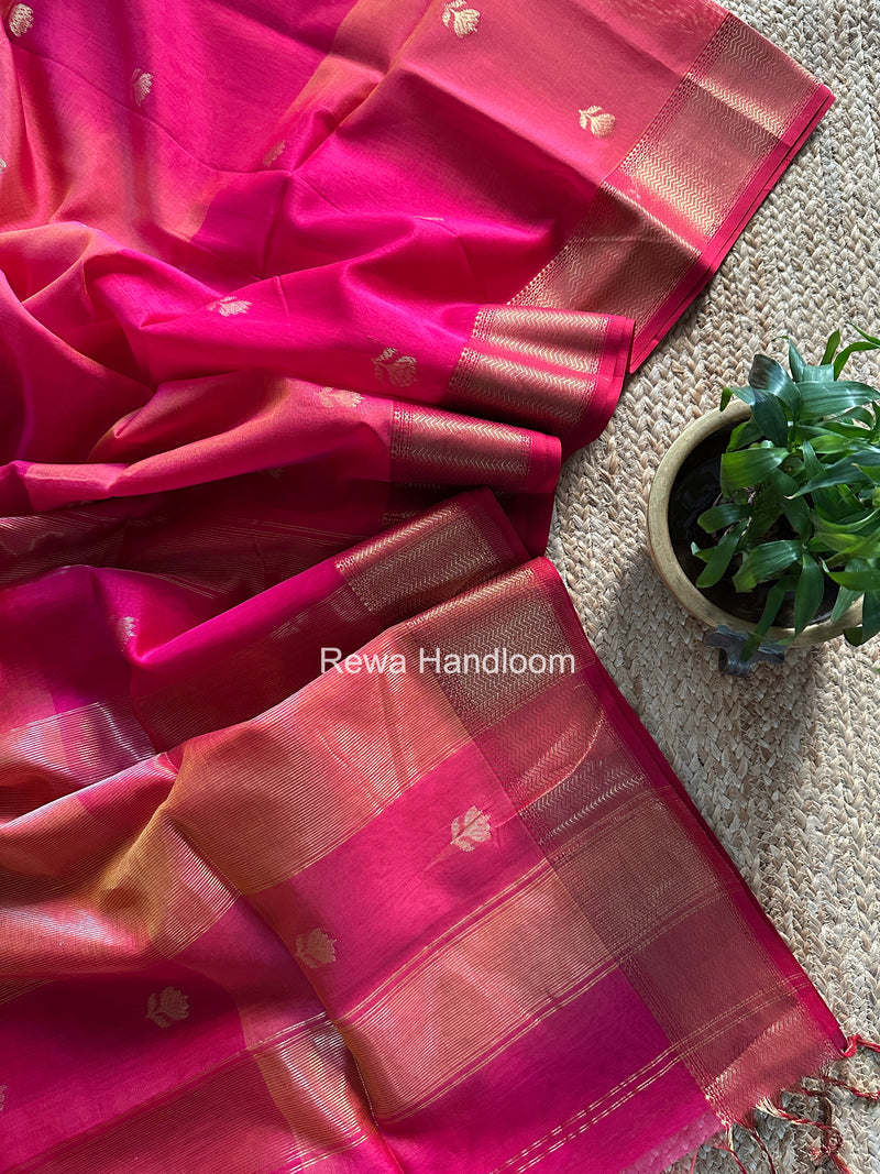 Maheshwari Pink Lotus Shaded Butta Saree LLBS038