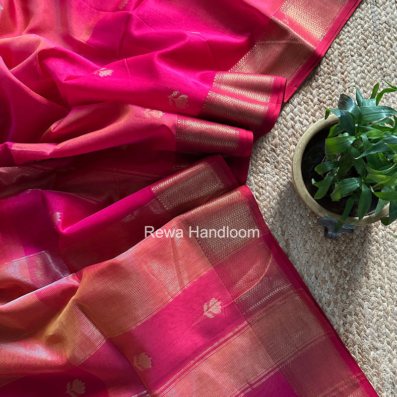 Maheshwari Pink Lotus Shaded Butta Saree LLBS038