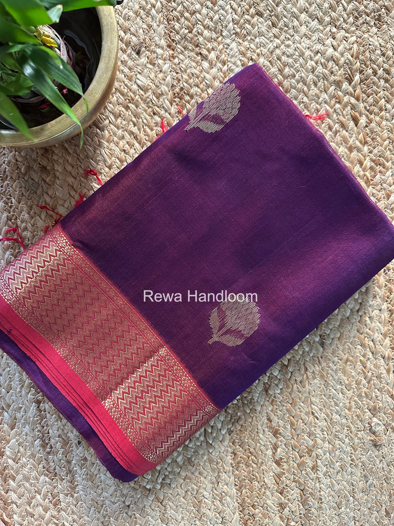 Maheshwari Purple Lotus Butta Saree LLBS032