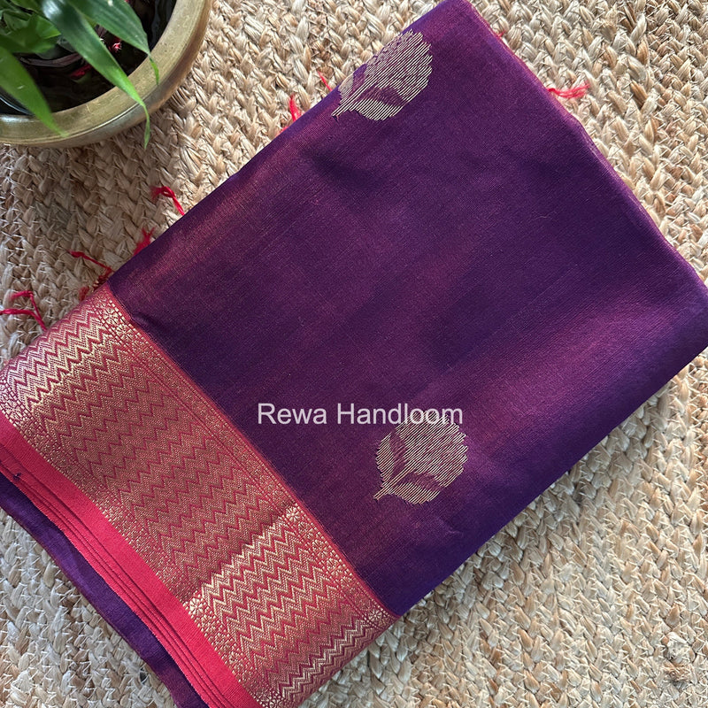Maheshwari Purple Lotus Butta Saree LLBS032