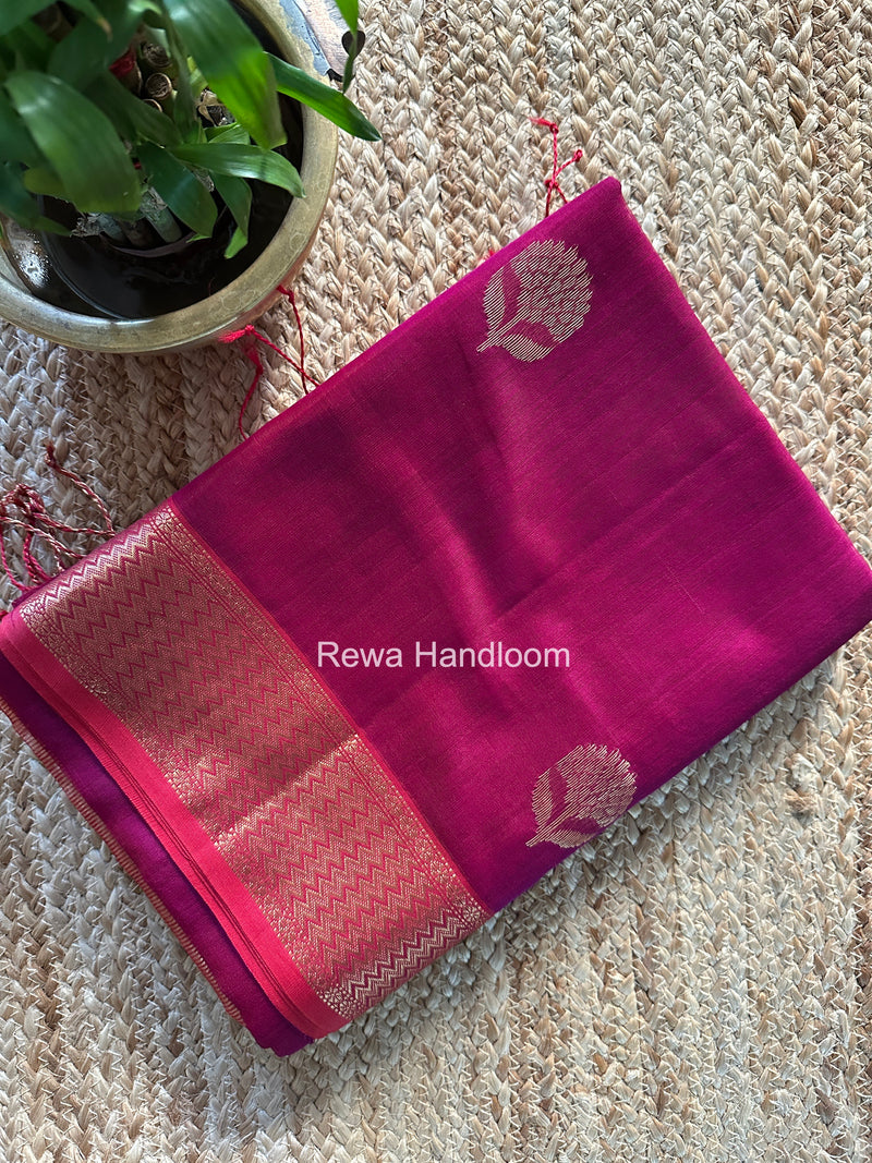 Maheshwari Magenta Lotus Butta Saree LLBS033