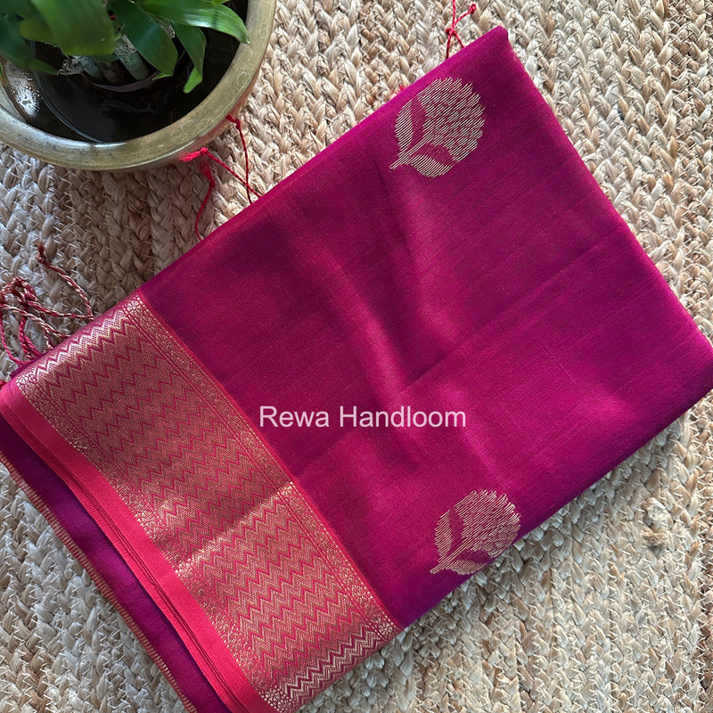 Maheshwari Magenta Lotus Butta Saree LLBS033