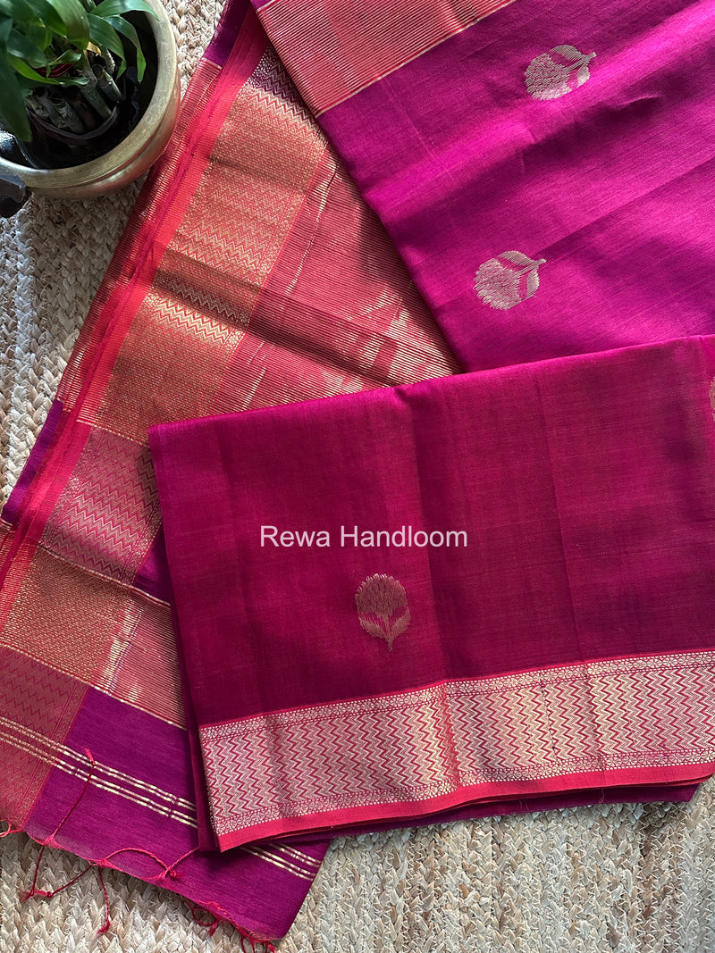 Maheshwari Magenta Lotus Butta Saree LLBS033