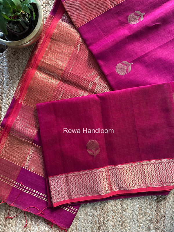 Maheshwari Magenta Lotus Butta Saree LLBS033