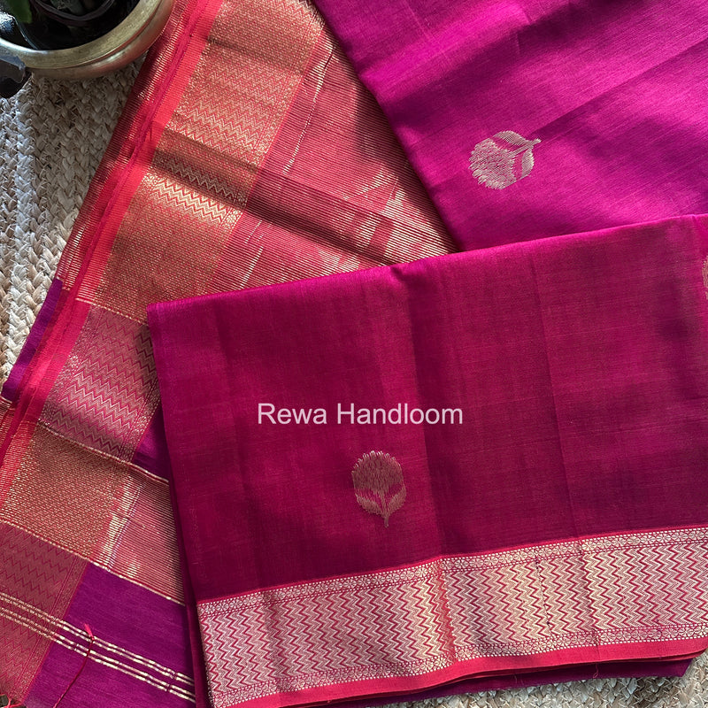 Maheshwari Magenta Lotus Butta Saree LLBS033