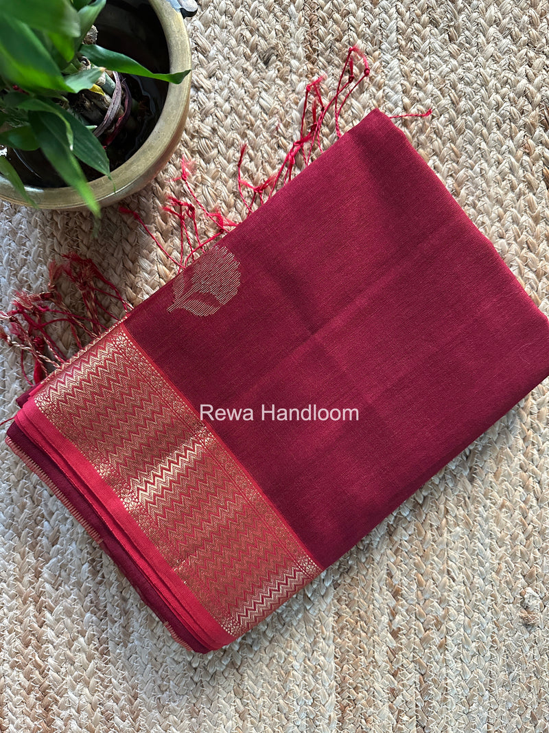 Maheshwari Maroon Lotus Butta Saree LLBS031
