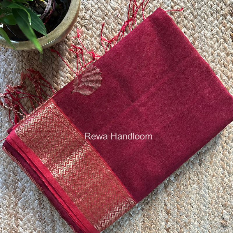 Maheshwari Maroon Lotus Butta Saree LLBS031