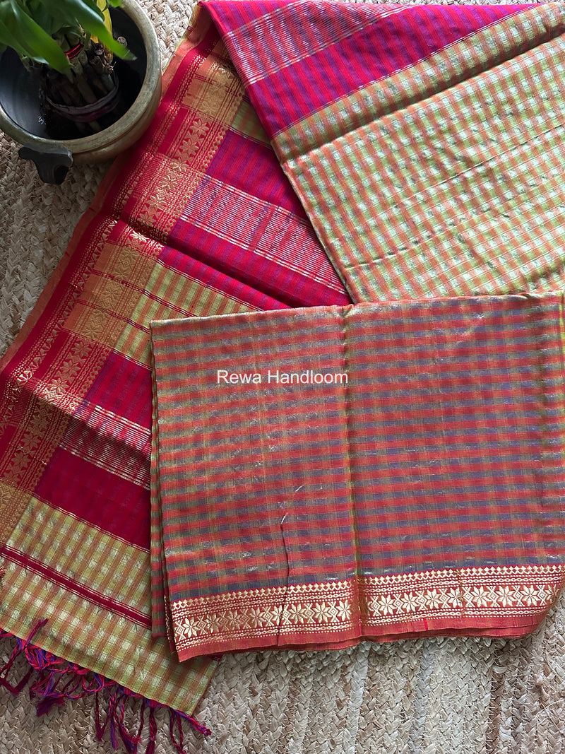 Maheshwari Lemoan Yellow Garbha Reshami Silk Saree GS340