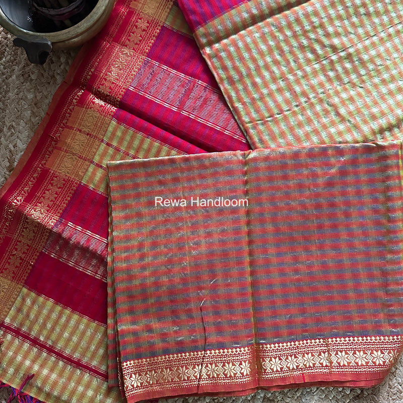 Maheshwari Lemoan Yellow Garbha Reshami Silk Saree GS340