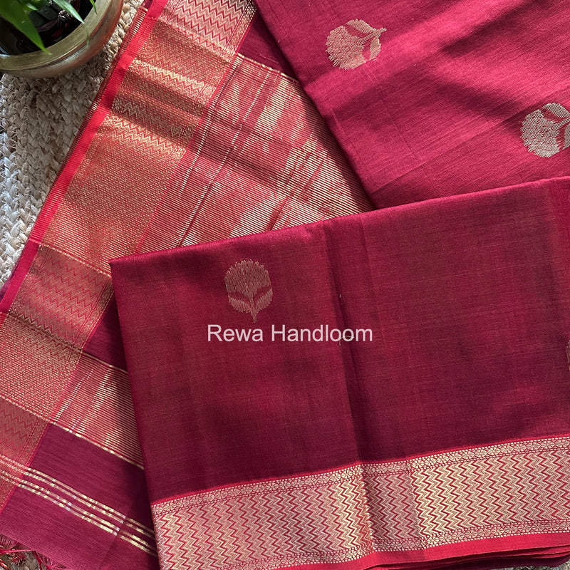 Maheshwari Maroon Lotus Butta Saree LLBS031