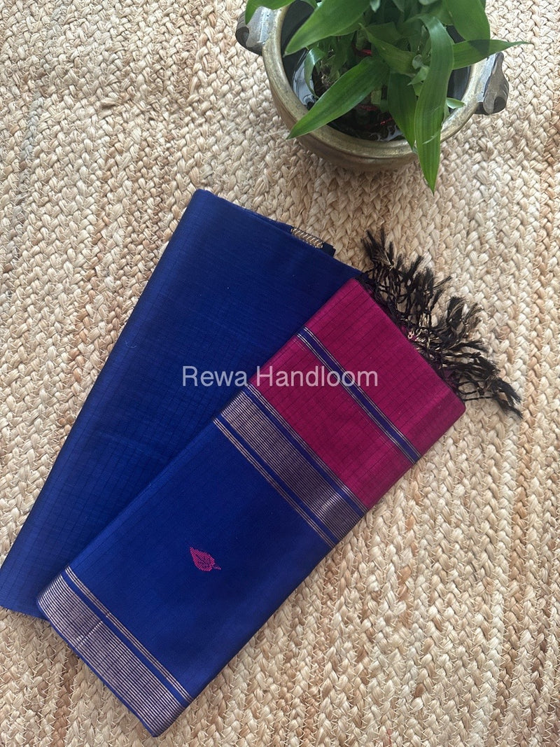 Maheshwari Blue-Magenta Motifs Top Dupatta Sets PST05