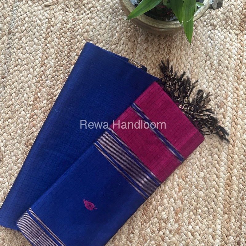 Maheshwari Blue-Magenta Motifs Top Dupatta Sets PST05