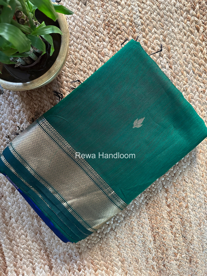 Maheshwari Green Butta Pallu Saree BTPS066