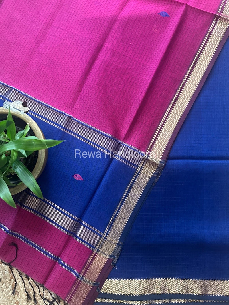 Maheshwari Blue-Magenta Motifs Top Dupatta Sets PST05