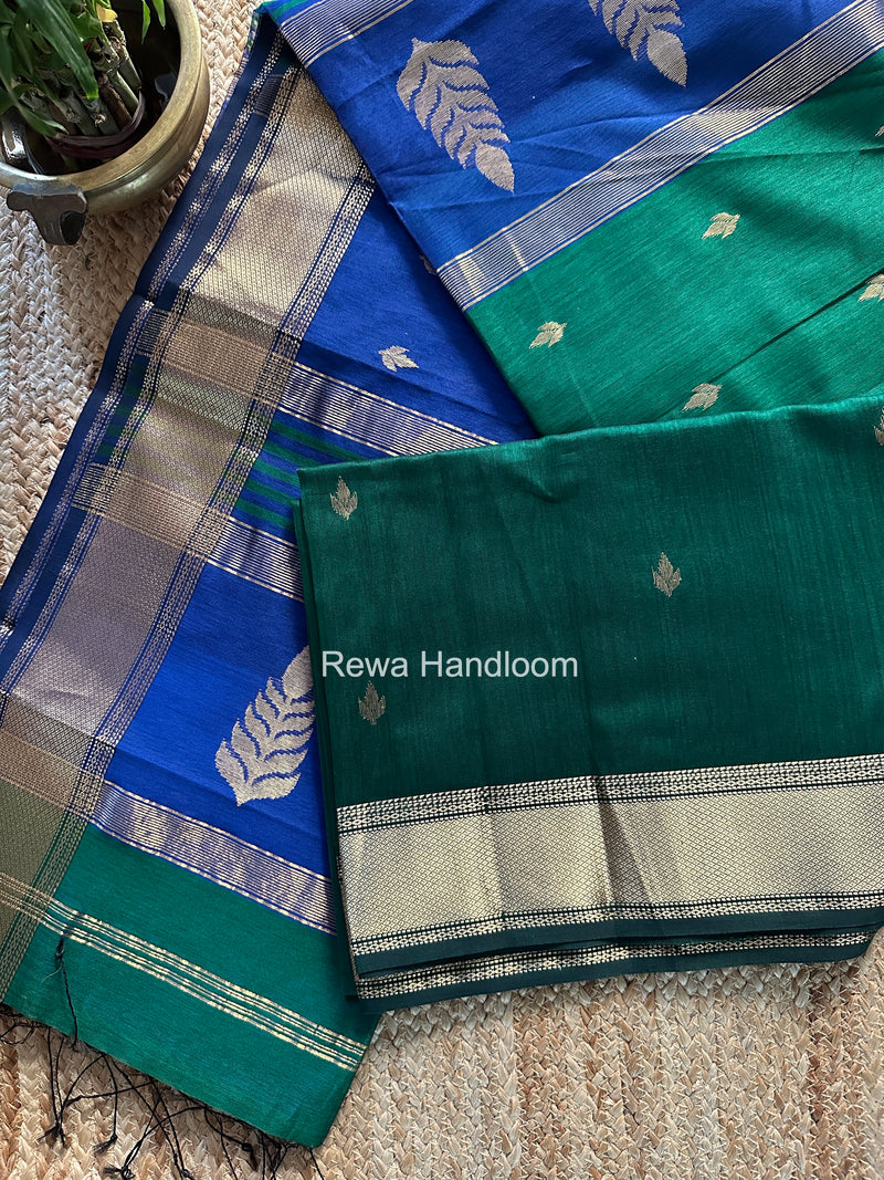Maheshwari Green Butta Pallu Saree BTPS066