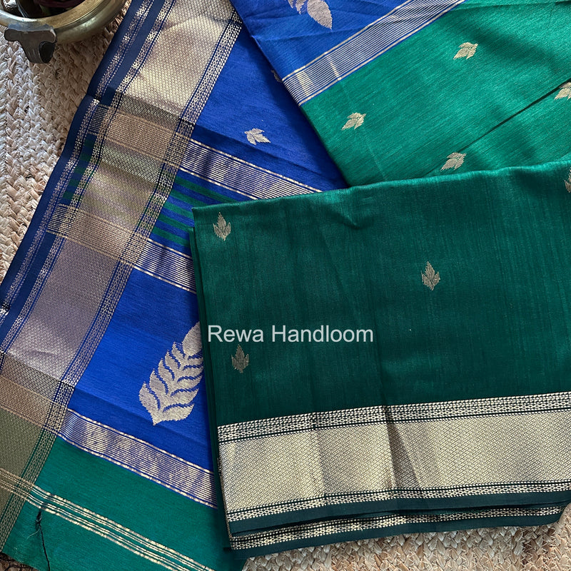 Maheshwari Green Butta Pallu Saree BTPS066