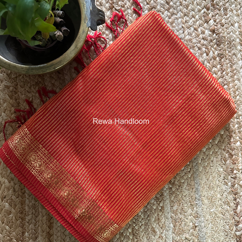 Maheshwari Orange Garbha Reshami Rich Pallu Silk Saree GRPS03